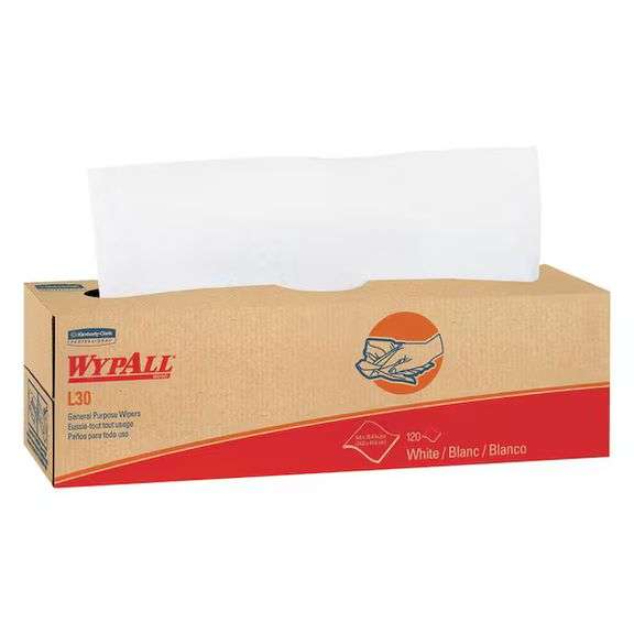 [MSRP: $68.32] WYPALL L30 Wipers  16 2/5 x 9 4/5  White  Pop-Up Box
