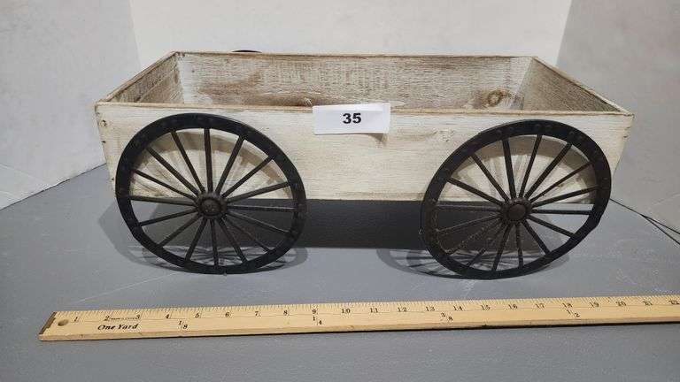 DECORATIVE WOODEN WAGON HOME DÉCOR STORAGE 18x8.5x3.5inch
