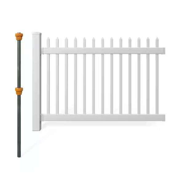 [MSRP: $174.96] Wambam Tradition Nantucket No-Dig Permanent 4 ft. x 6 ft. Vinyl Picket Fence Panel with Post and Anchor Kit