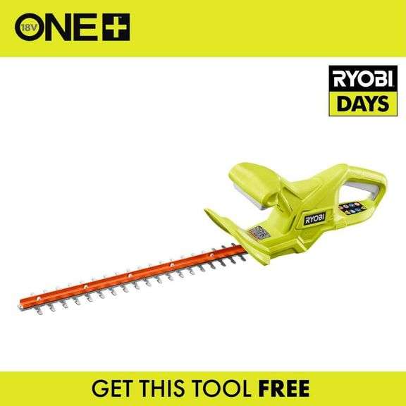 [✓] [MSRP: $79.97] RYOBI ONE+ 18V 18 in. Cordless Battery Hedge Trimmer (Tool Only)