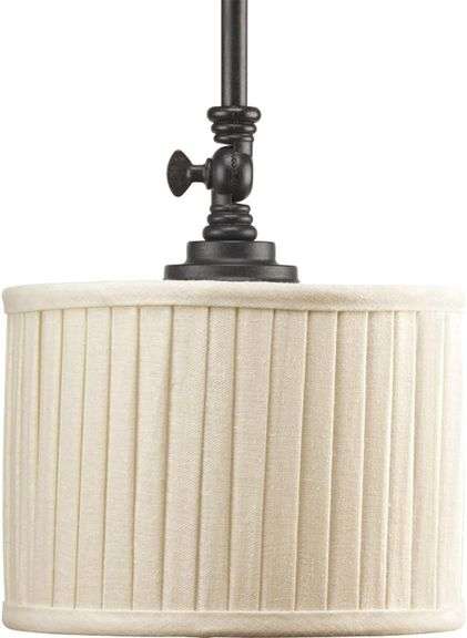 Progress Lighting P5256-84 1-Light Mini-Pendant With Drum Shades In Cream Linen Retail:$60