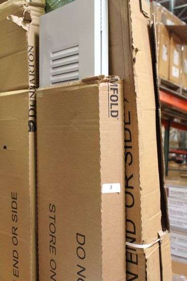 [EXT MSRP: $959.94] metal white bifold closet doors [lot includes a total of 6 boxes]