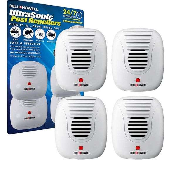 [✓] [MSRP: $24.99] Bell + Howell Classic Ultrasonic Electronic Indoor Pest Repeller (4-Pack)