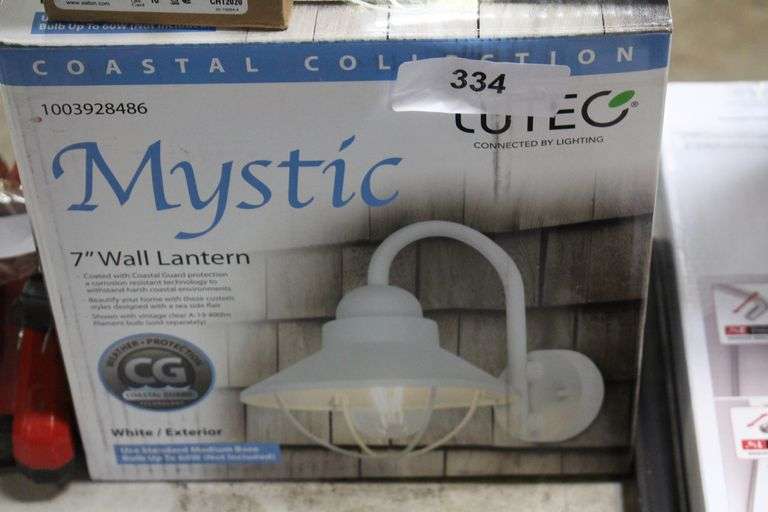 [✓] [MSRP: $44.97] Coastal Mystic 1-Light White Outdoor Wall Lantern Sconce