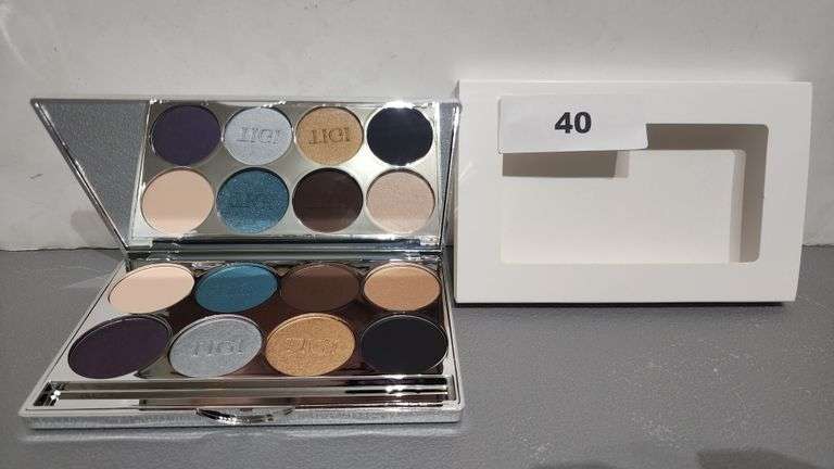 TIGI EYESHADOW PALETTE; 8 SHADES CHAMPAGNE, CHOCOLATE KISS, FLIRT, VANILLA, BLACK, POSH, FEISTY AND PURPLE HAZE