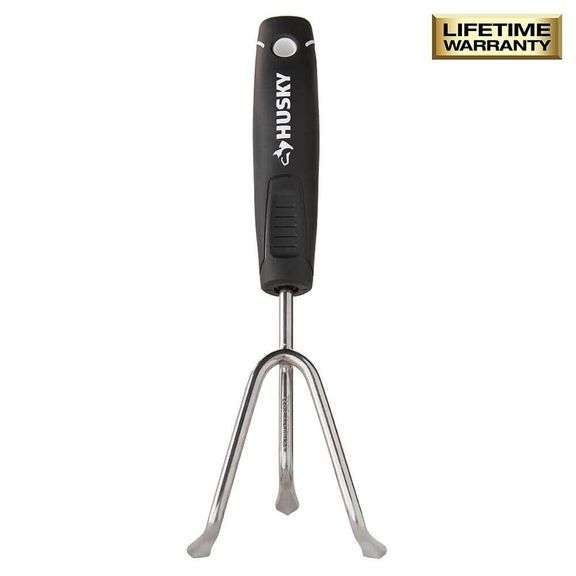 [✓] [MSRP: $9.98] 6.2 in. Double Injection Grip Handle 3-Tine Stainless Steel Cultivator