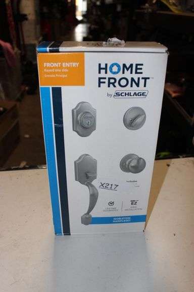 Home Front By Schlage Nobleton-Marwood Satin Nickel Single-Cylinder Keyed Entry Door Handleset With Knob Retail:$100
