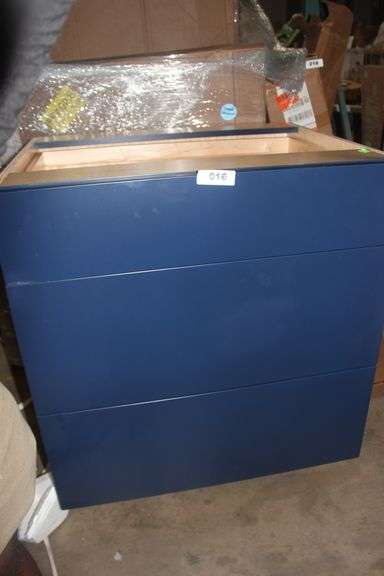 BOTTOM 3 DRAWER SHAKER 30"W x 24"D x 34.5"H blue retail $950.00