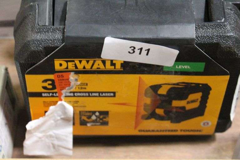 [✓] [MSRP: $119.00] DEWALT 40 ft. Red Self-Leveling Cross Line Laser Level with (2) AA Batteries & Case