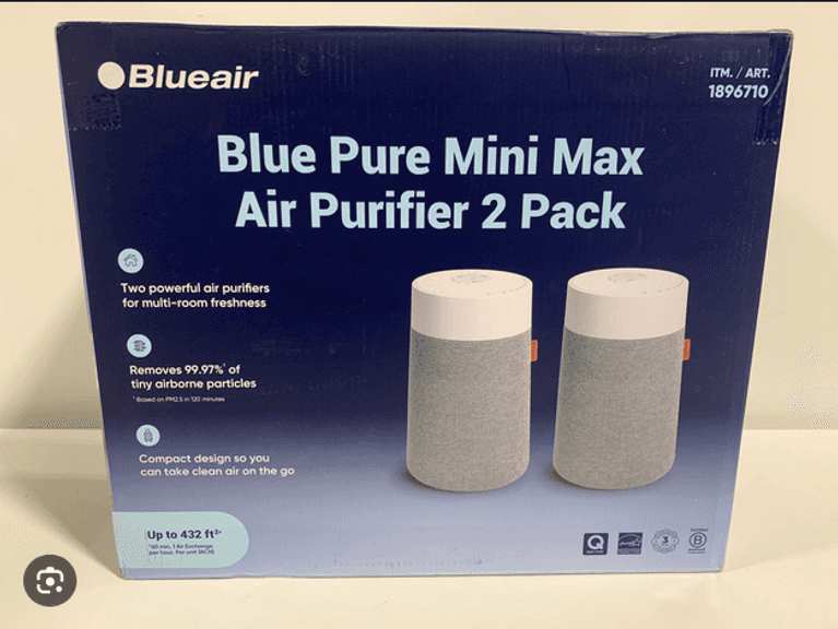 BLUE PURE MINI MAX AIR PURIFIER, 2-PACK BY BLUEAIR RETAIL $100