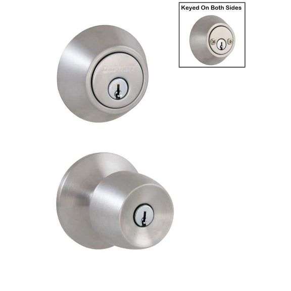 [✓] [MSRP: $22.97] Defiant Brandywine Stainless Steel Combo Pack with Double Cylinder Deadbolt
