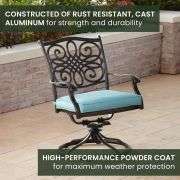 tradition aluminum cast swivel rocker with light blue cushions 4-pack