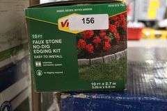 [✓] [MSRP: $29.98] Vigoro 10 ft. L x 2.7 in. H Decorative Faux Stone Dark Gray Plastic No-Dig Landscape Edging Kit