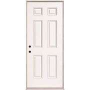 [✓] [MSRP: $322.35] Masonite 36 in. x 80 in. White Left Hand Inswing 6-Panel Primed Steel Prehung Front Door
