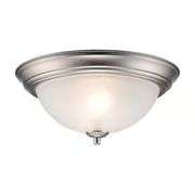[✓] [MSRP: $15.97]  12.75 in 2-Light Brushed Nickel Flush Mount Ceiling Light Fixture with Frosted Glass Shade