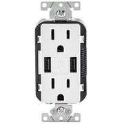 [✓] [MSRP: $11.88] Leviton 15 Amp Decora Combination Tamper Resistant Duplex Outlet and USB Outlet, White T5632-W