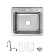 [✓] [MSRP: $279.00] Glacier Bay Bratten 25 in. Drop-In Single Bowl 18 Gauge Stainless Steel Kitchen Sink with Pull-Down Faucet