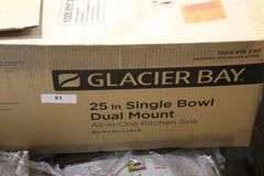 [✓] [MSRP: $279.00] Glacier Bay Bratten 25 in. Drop-In Single Bowl 18 Gauge Stainless Steel Kitchen Sink with Pull-Down Faucet