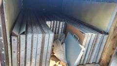 TEXAS INSTRUMENTS PORTABLE ARMORED 1/2inch THICK SOLID SHEET STEEL PANEL SAFE ROOM OR TORNADO SHELTER 8ft x 10ft  ON CUSTOM PLATFORM DOLLY. EACH ARMORED PANEL IS MADE OF TWO 1/4" SHEETS OF STEEL , EACH ARMORED PANEL IS 1/2" THICK, INCLUDES HATCH AND ONE DOOR.