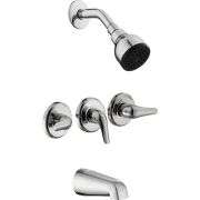 [✓] [MSRP: $99.00]  Glacier Bay Aragon 3 Handle 1-Spray Tub and Shower Faucet 1.8 GPM in Chrome (Valve Included)