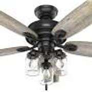 Hunter 51593 Crown Canyon II 52 in. Indoor/Outdoor Matte Black Ceiling Fan with Light Kit RETAIL $153