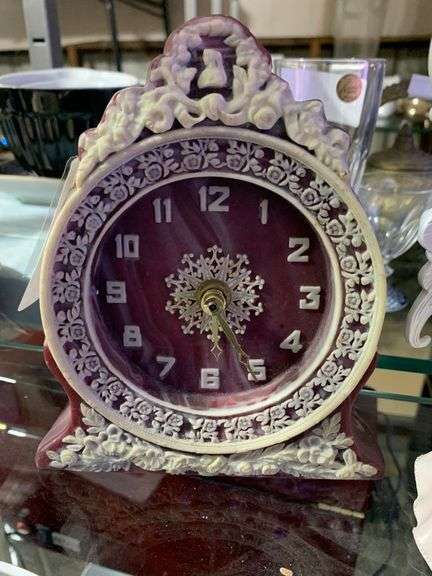 Vintage genuine Incolay stone handcrafted clock