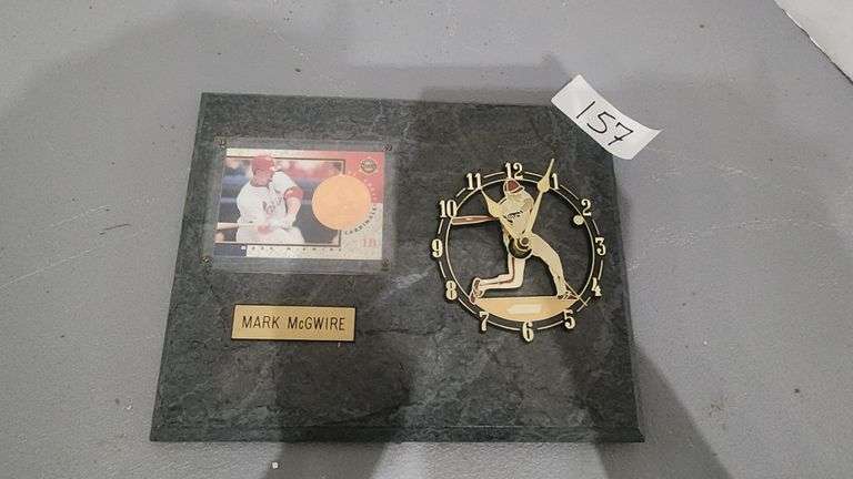 PINNACLE MINT COLLECTION OF MARK MCGWIRE SEALED BASEBALL CARD WITH MARK MCGWIRE CLOCK
