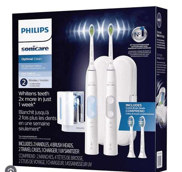 PHILIPS SONICARE OPTIMAL CLEAN RECHARGEABLE ELECTRIC TOOTHBRUSH, 2-PACK RETAIL $100