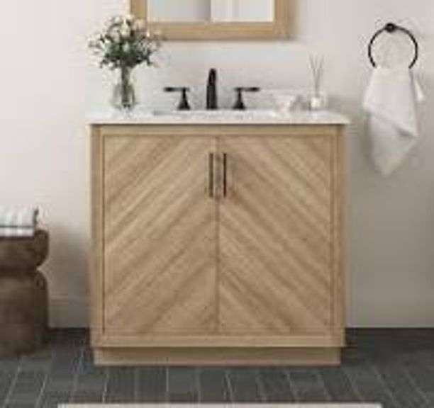 Glacier Bay Huckleberry weathered tan 30in Vanity model 1009338737 retail $399.00