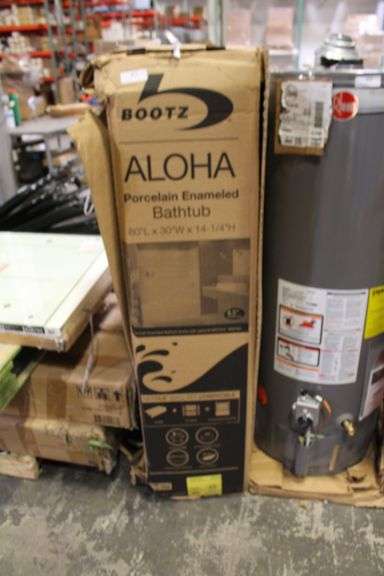 [MSRP: $209.00]  Bootz Industries Aloha 60 in. x 30 in. Soaking Bathtub with Left Drain in White [Damaged Top Corner Lip Slightly Bent ]