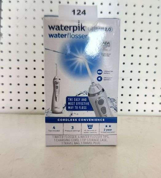WATERPIK CORDLESS CONVENIENCE WATER FLOSSER 4 TIPS INCLUDED, 3 PRESSURE SETTINGS, AND 45 SECONDS OF WATER CAPACITY
