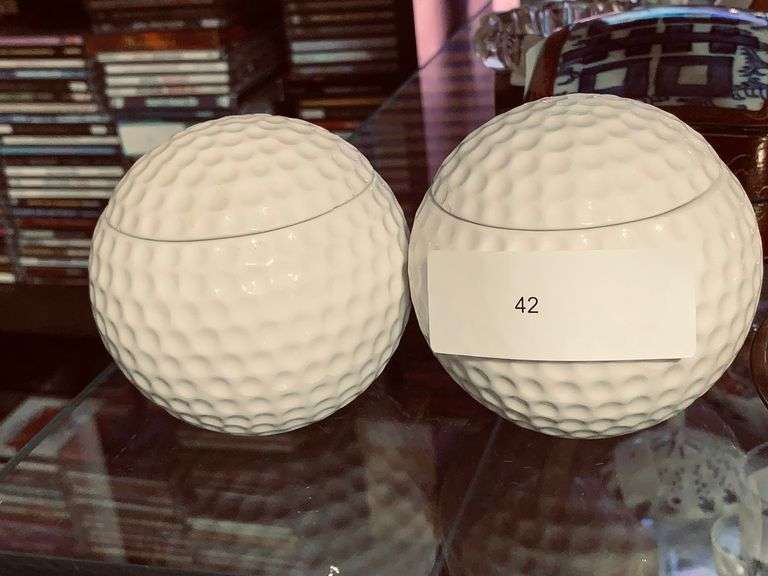 Lot of 2 Golf Ball Trinket boxes