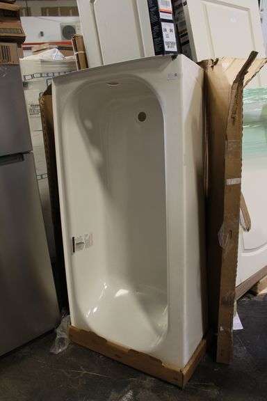 [✓] [MSRP: $209.00]  Bootz Industries Aloha 60 in. x 30 in. Soaking Bathtub with Right Drain in White [Cosmetic Damaged -Dents And Scratches ]