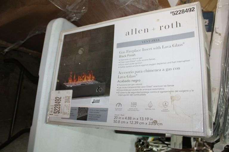 Allen + Roth 35000 -Btu Black Vent-Free Dual-Burner Gas Fireplace ...