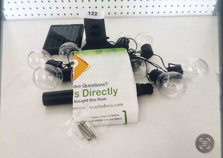 TOUCH OF ECO WHITE SOLAR POWERED SMALL LIGHT BULBS 10 BULBS INCLUDED
