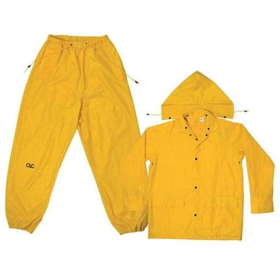 [EXT MSRP: $179.40] 3-PIECE MEDIUM-WEIGHT YELLOW POLYESTER RAIN SUIT SIZE LARGE