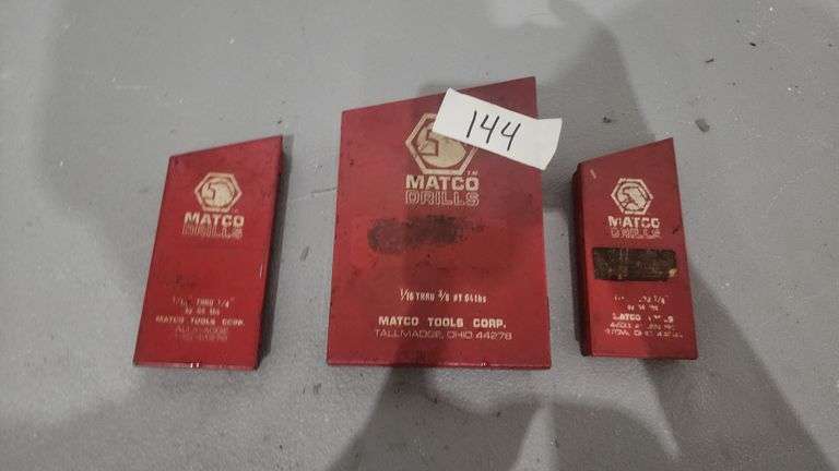 MATCO TOOLS DRILL BIT SET USA COLBAT STEEL 13 PIECE 1/16"-3/8", AND 2 MATCO TOOLS DRILL BIT SET USA COLBAT STEEL 13 PIECE 1/16"-1/4"