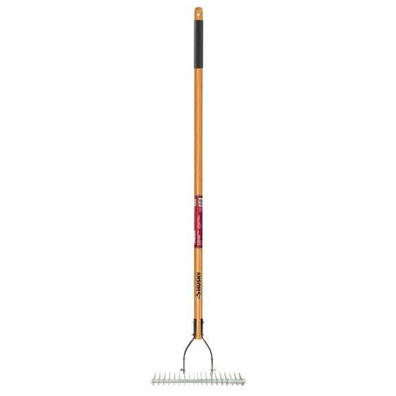 [MSRP: $59.98] 54 in. Long Wood Handle 19-Tine Adjustable Thatch Rake