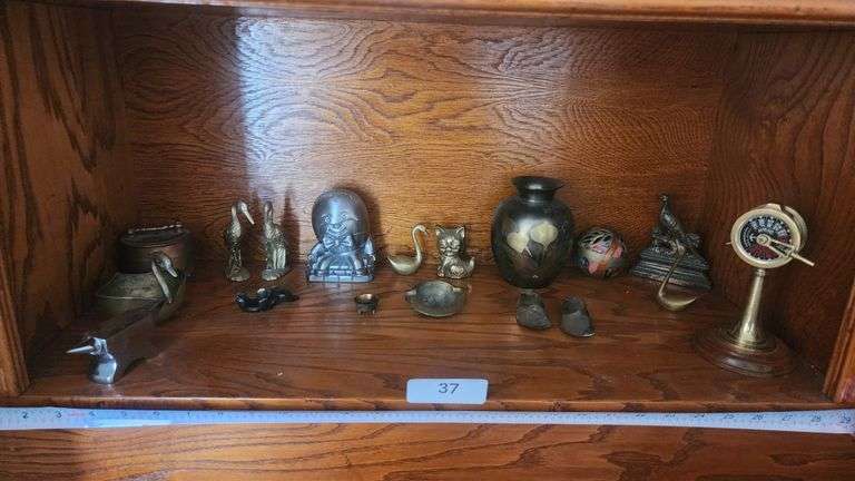 BRONZE, STEEL AND COPPER DISPLAY FIGURINES, ASSORTMENT OF THEMES, NAUTICAL DECOR, SWAN TRINKET HOLDER, SMALL VASE, HUMPTY DUMPTY, ANTIQUE BOOK END, SOLD BY PIECE