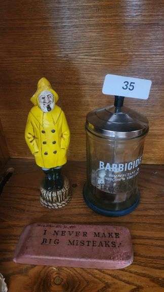 HOME DÉCOR; SEA CAPTAIN FIGURINE, BARRICADE TOOL CLEANING CONTAINER, BIG MISTAKES ERASER, SOLD BY PIECE