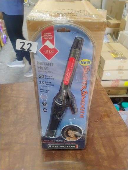 Remington Instant Heat Curling Iron CI-75. This Remington curling iron features a Teflon-coated barrel designed for non-stick, anti-static, and super smooth shiny hair, offering 25 heat settings and a 60-second heat-up time. - $25.00