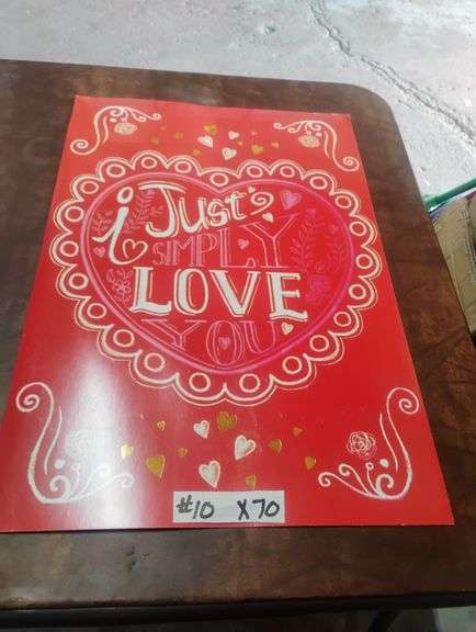 Red 'I Just Simply Love You' Large Greeting Card. This large red greeting card features a decorative heart design and the phrase 'I Just Simply Love You', perfect for expressing deep affection. - $10.00