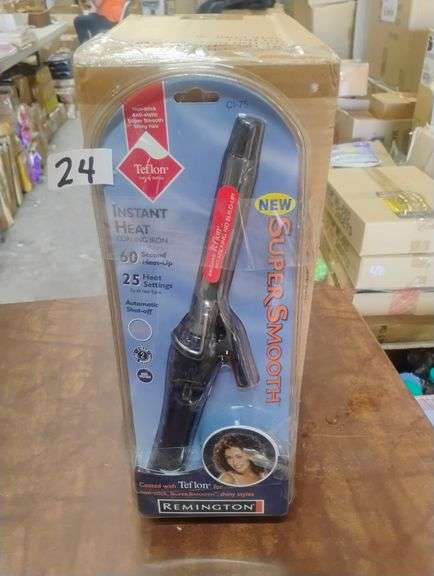 Remington Instant Heat CI-75 Curling Iron. This curling iron features a Teflon SuperSmooth barrel for creating shiny curls, offering 25 heat settings, 60-second heat-up, and automatic shut-off. - $20.00