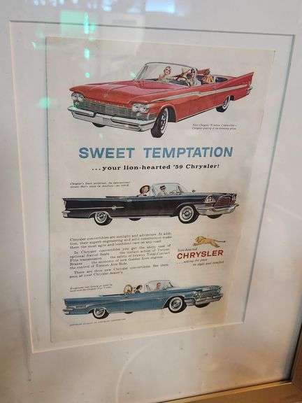 FRAMED VINTAGE AD FOR CHRYSLER 1959 (ORIGINAL NOT REPRODUCTION)