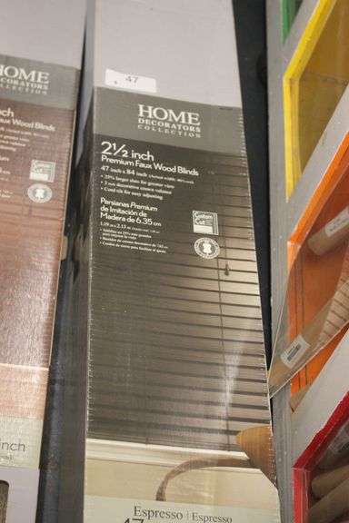 HOME DECORATORS COLLECTION 2-1/2" PREMIUM FAUX WOOD BLIND, 47" X 84" - ESPRESSO