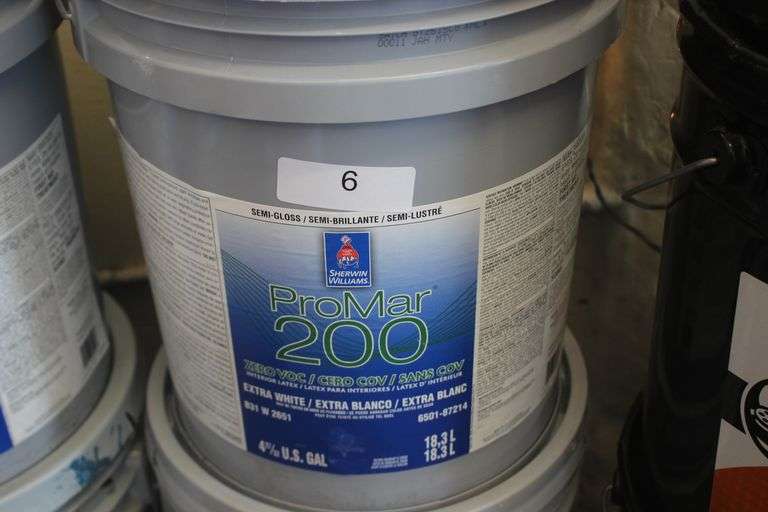 SHERWIN-WILLIAMS PROMAR 200 INTERIOR LATEX PAINT - EXTRA WHITE 5 GAL $189.00