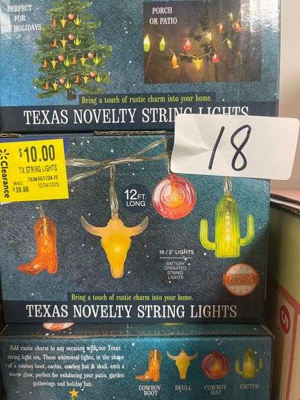 TEXAS NOVELTY STRING LIGHTS 12 FEET LONG