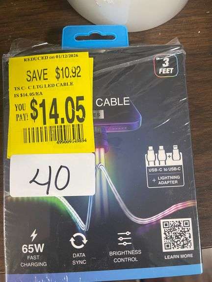 USB-C TO USB LED LIGHTNING CABLE