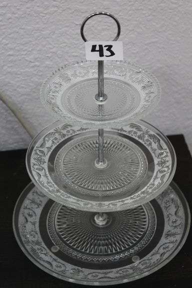 WHITE 14" 3 TIER CANDY DISH  EST. 25.00