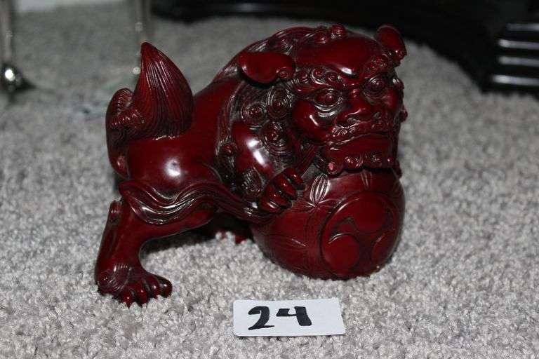 HEAVY DEEP RED CHINESE TIGER FIGURINE EST.49.00
